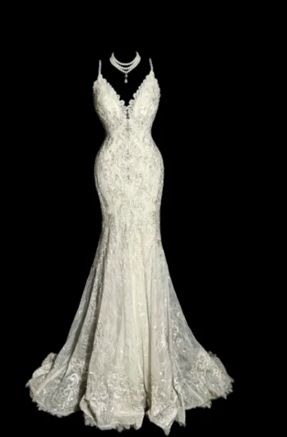 Sexy Mermaid Spaghetti Straps Lace Without Sleeves Long Prom Dress, Evening Dress C6661