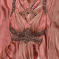 Charming Peach Mermaid V Neck Satin Beaded Without Sleeves Long Prom Dress, Evening Dress C6662