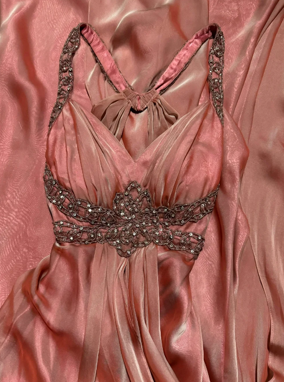 Charming Peach Mermaid V Neck Satin Beaded Without Sleeves Long Prom Dress, Evening Dress C6662