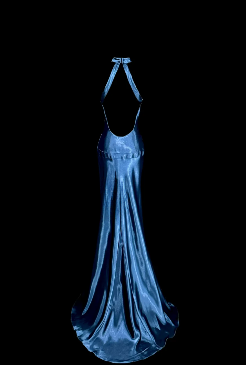 Elegant Mermaid Halter Satin Backless Without Sleeves Long Prom Dress, Evening Dress C6663