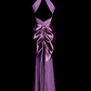 Chic Dark Purple Mermaid Halter Satin Chiffon Without Sleeves Long Prom Dress, Evening Dress C6664