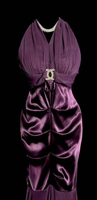 Chic Dark Purple Mermaid Halter Satin Chiffon Without Sleeves Long Prom Dress, Evening Dress C6664