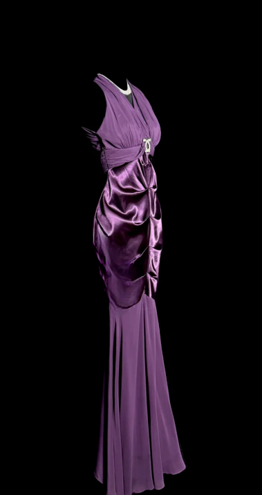 Chic Dark Purple Mermaid Halter Satin Chiffon Without Sleeves Long Prom Dress, Evening Dress C6664