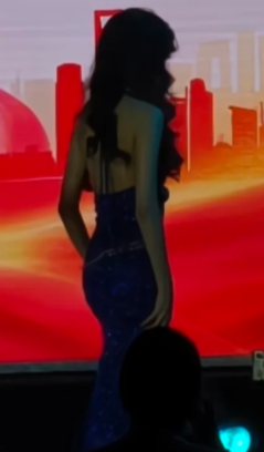 Shiny Mermaid V Neck Royal Blue Satin Sequin Slit Without Sleeves Long Prom Dress, Evening Dress C6668