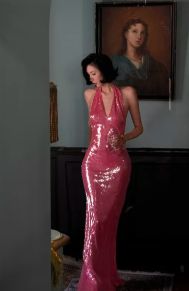 Glitter Mermaid Halter Sequin Backless Without Sleeves Long Prom Dress, Evening Dress C6670