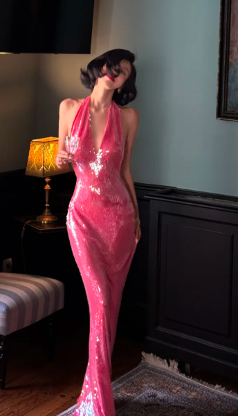 Glitter Mermaid Halter Sequin Backless Without Sleeves Long Prom Dress, Evening Dress C6670