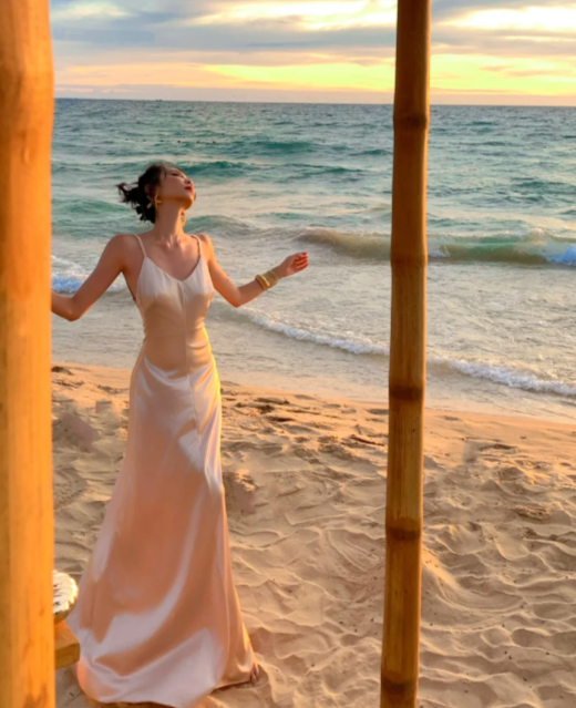 Sexy A Line Spaghetti Straps Satin Backless Without Sleeves Long Prom Dress, Evening Dress C6673