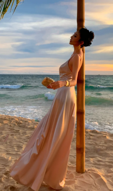 Sexy A Line Spaghetti Straps Satin Backless Without Sleeves Long Prom Dress, Evening Dress C6673