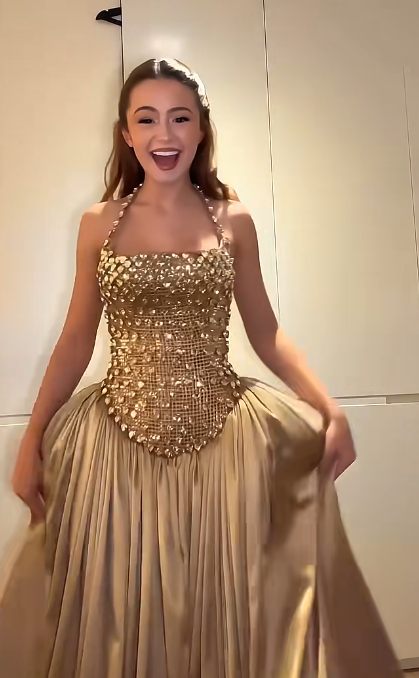 Gorgeous A Line Halter Satin Beaded Without Sleeves Long Prom Dress, Evening Dress C6675