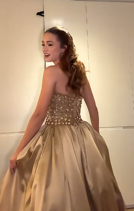 Gorgeous A Line Halter Satin Beaded Without Sleeves Long Prom Dress, Evening Dress C6675