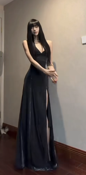 Charming A Line Spaghetti Straps Satin Slit Without Sleeves Long Prom Dress, Evening Dress C6680