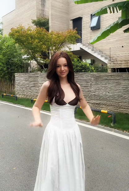 Sexy A Line Spaghetti Straps Satin Slit Without Sleeves Long Prom Dress, Evening Dress C6681