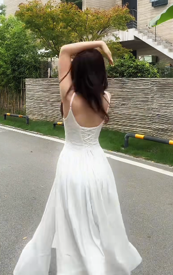 Sexy A Line Spaghetti Straps Satin Slit Without Sleeves Long Prom Dress, Evening Dress C6681