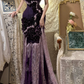 Obsessed Dark Purple Mermaid Spaghetti Straps Satin Lace Without Sleeves Long Prom Dress, Evening Dress C6685