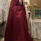 Chic A Line Burgundy Strapless Satin Without Sleeves Long Prom Dress, Evening Dress C6687
