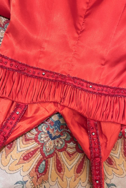 Classy Mermaid Red V Neck Satin Beaded Without Sleeves Long Prom Dress, Evening Dress C6688