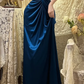Elegant Mermaid V Neck Satin Sequin Without Sleeves Long Prom Dress, Evening Dress C6689