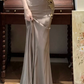 Sexy Mermaid V Neck Satin Lace Applique Without Sleeves Long Prom Dress, Evening Dress C6693