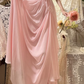 Sweet Pink A Line One Shoulder Chiffon Applique Without Sleeves Long Prom Dress, Evening Dress C6696