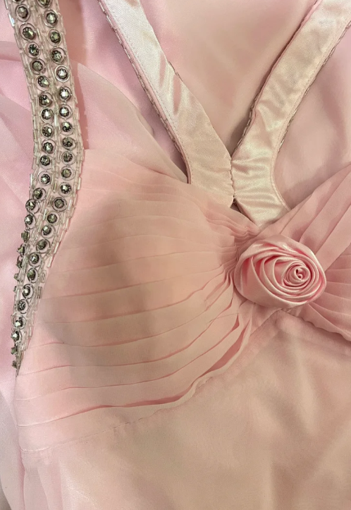 Pink Mermaid Spaghetti Straps Chiffon Beaded Without Sleeves Long Prom Dress, Evening Dress C6699