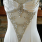 White Mermaid Spaghetti Straps Satin Beaded Without Sleeves Long Prom Dress, Evening Dress C6700