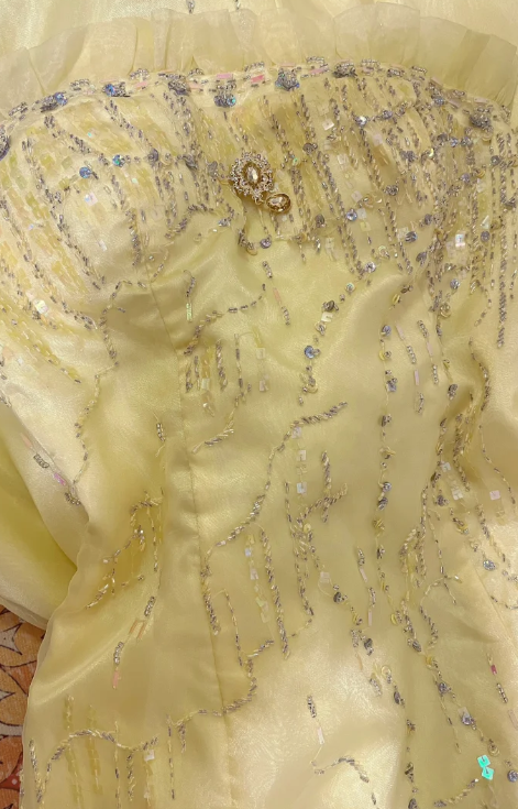 Obsessed Mermaid Strapless Satin Sequin Beaded Without Sleeves Long Prom Dress, Evening Dress C6703