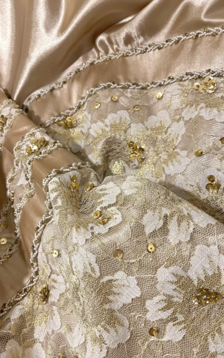 Pretty Gold Mermaid Spaghetti Straps Satin Lace Sequin Without Sleeves Long Prom Dress, Evening Dress C6710