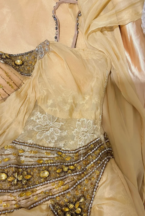 Gorgeous Mermaid Spaghetti Straps Chiffon Lace Beaded Without Sleeves Long Prom Dress, Evening Dress C6714