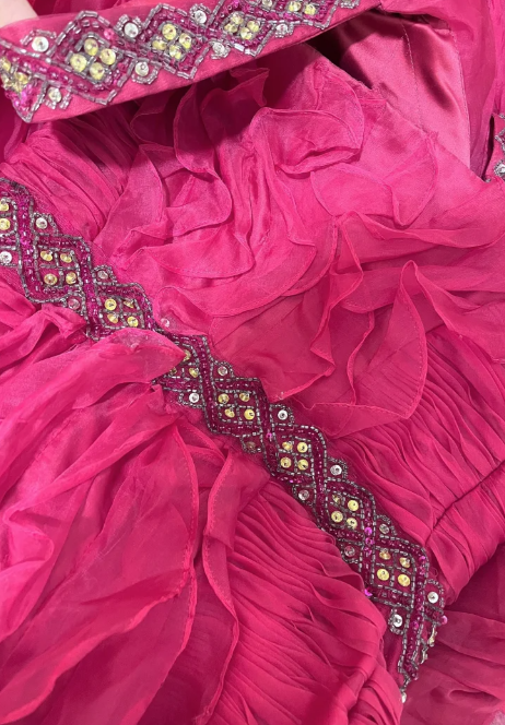 Obsessed Mermaid V Neck Ruffle Chiffon Beaded Without Sleeves Long Prom Dress, Evening Dress C6715