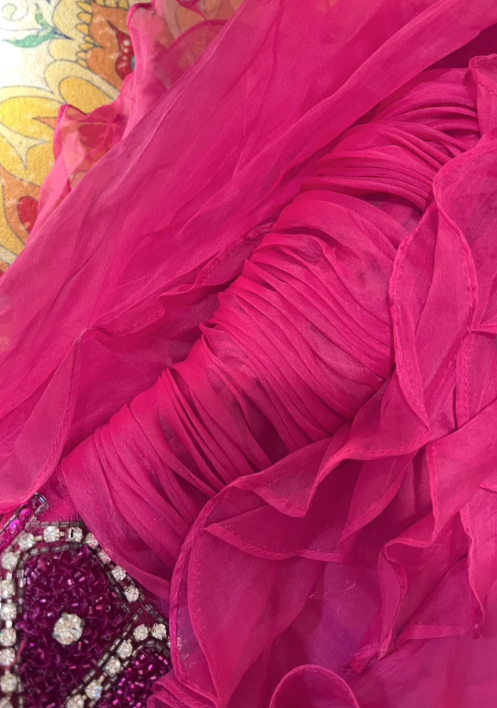 Obsessed Mermaid V Neck Ruffle Chiffon Beaded Without Sleeves Long Prom Dress, Evening Dress C6715