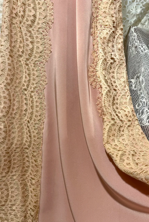 Charming Mermaid V Neck Satin Lace Beaded Without Sleeves Long Prom Dress, Evening Dress C6716