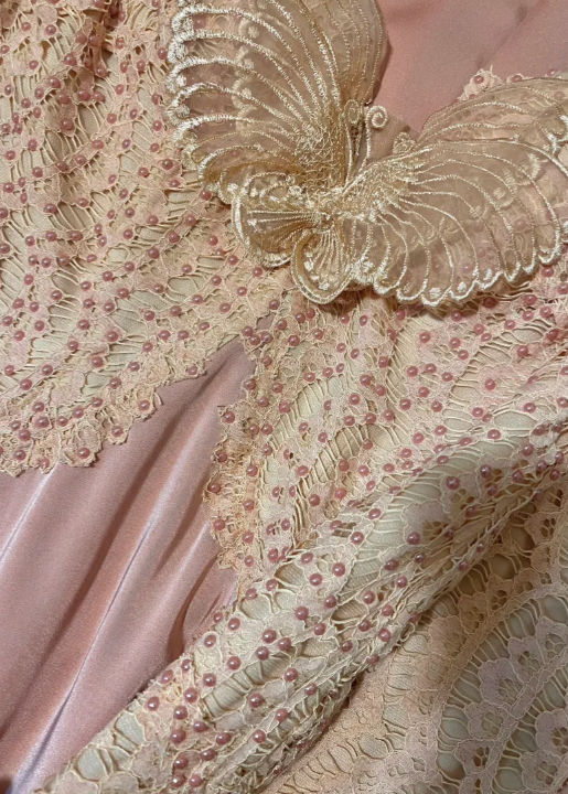 Charming Mermaid V Neck Satin Lace Beaded Without Sleeves Long Prom Dress, Evening Dress C6716