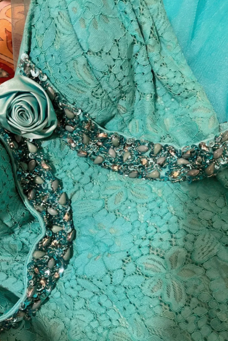 Chic Mermaid Spaghetti Straps Tulle Lace Beaded Without Sleeves Long Prom Dress, Evening Dress C6717