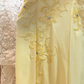 Robe de bal longue sirène jaune pastel en mousseline et dentelle, modèle C6732