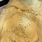 Robe de bal longue sirène jaune pastel en mousseline et dentelle, modèle C6732