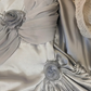 Robe de bal longue en satin et mousseline gris sirène à fines bretelles, robe de soirée C6734