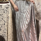 Robe de bal longue grise en satin à sequins et col en V, coupe trapèze, référence C6736