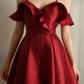 Pretty Burgundy A Line Spaghetti Straps Satin Short Homecoming Dress 19th Birthday Outfits C6739
