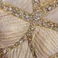 Magnifique robe de bal longue en tulle à col V et perles, coupe trapèze, référence C6740