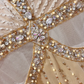 Magnifique robe de bal longue en tulle à col V et perles, coupe trapèze, référence C6740