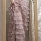 Robe de bal longue en mousseline à volants asymétriques et coupe trapèze, référence C6741