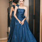 Robe de bal longue élégante en satin plissé, coupe trapèze asymétrique, robe de soirée C6743