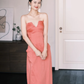 Robe de bal longue bustier en satin, coupe trapèze élégante, robe de soirée C6746