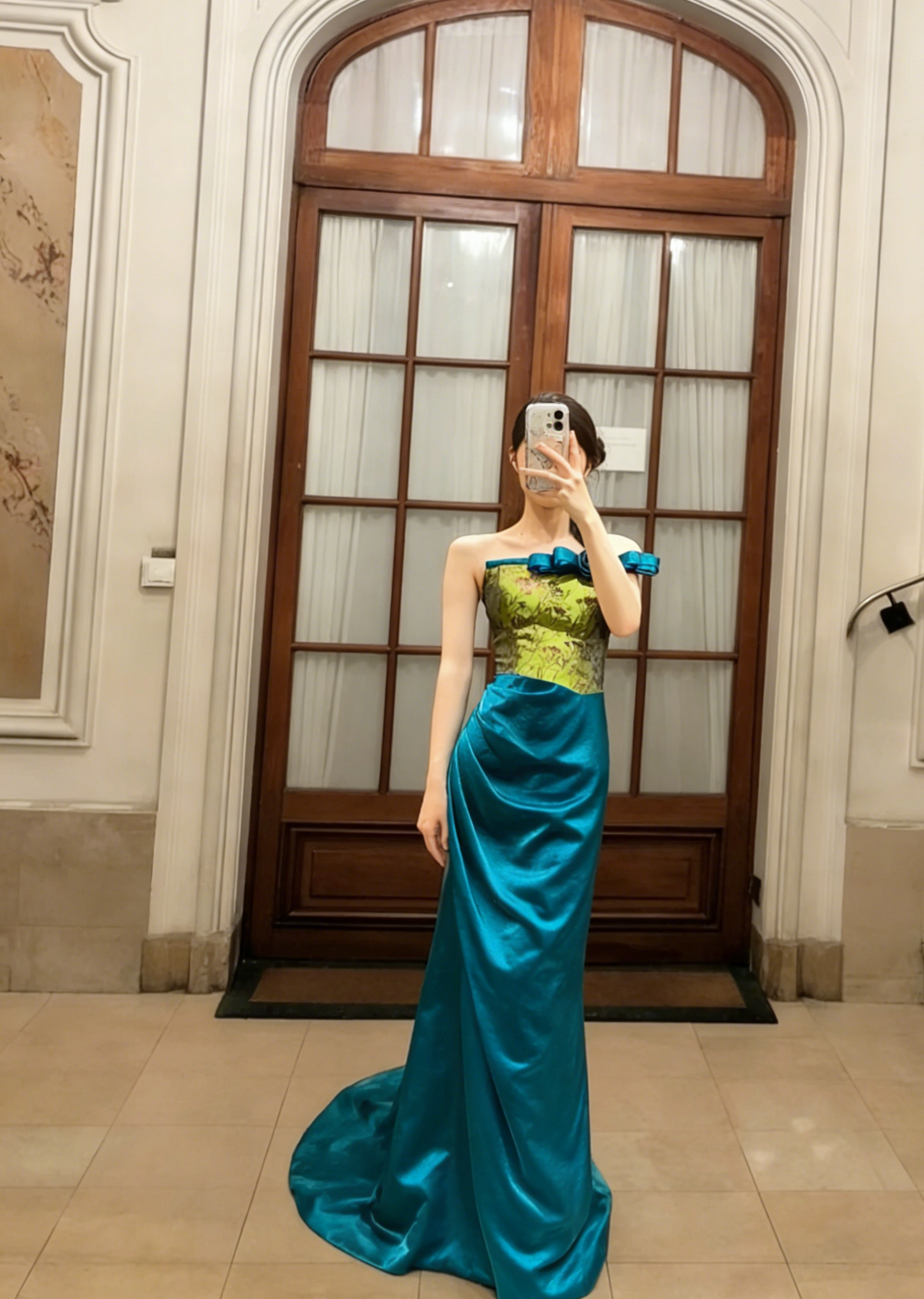 Formal Mermaid Strapless Satin Long Prom Dress, Evening Dress C6773
