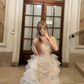 Robe de bal longue princesse en tulle à sequins et épaules dénudées, coupe trapèze, référence C6801