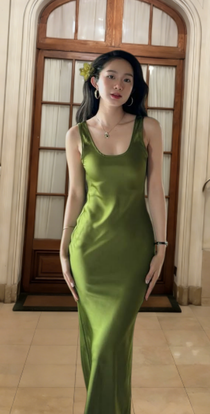 Elegant Mermaid U Neck Satin Long Prom Dress, Evening Dress C6820