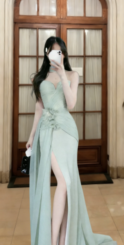 Charming Mermaid Sweetheart Tulle Long Prom Dress, Evening Dress C6827