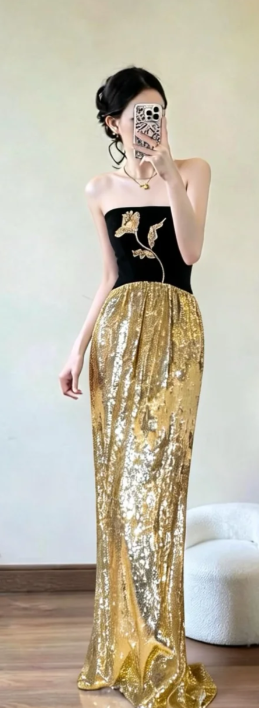 Gorgeous Mermaid Strapless Satin Long Prom Dress, Evening Dress C6866