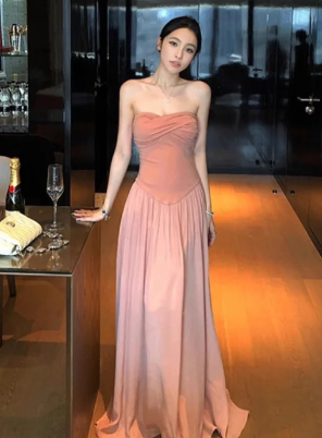 Pretty A Line Strapless Satin Long Prom Dress, Evening Dress C6901