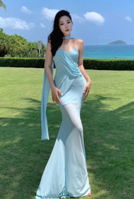 Formal Mermaid Sweetheart Chiffon Long Prom Dress, Evening Dress C6919